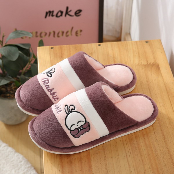 Women's Warm Slippers With Rabbit Embroidery