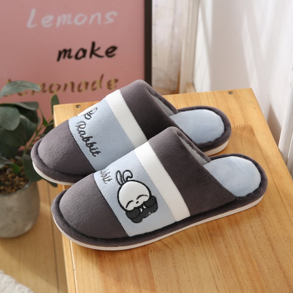 Men's Warm Slippers With Rabbit Embroidery