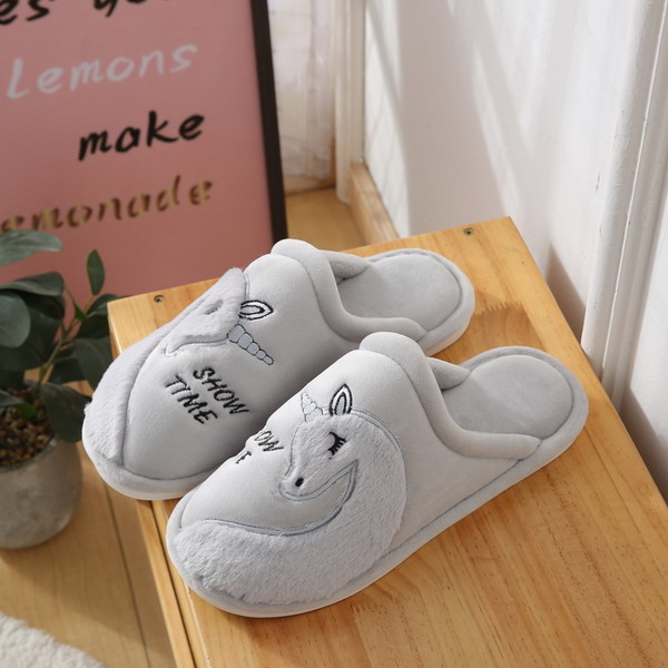 Men's Warm Slippers With Unicorn Embroidery