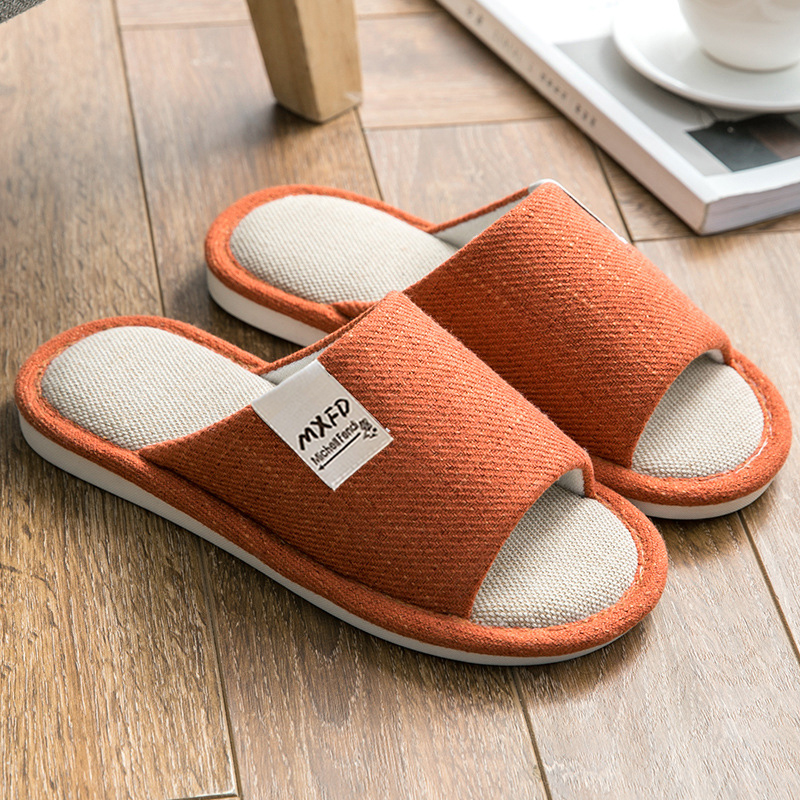 Women's Open Toe Cotton Linen Slippers In Pure Color
