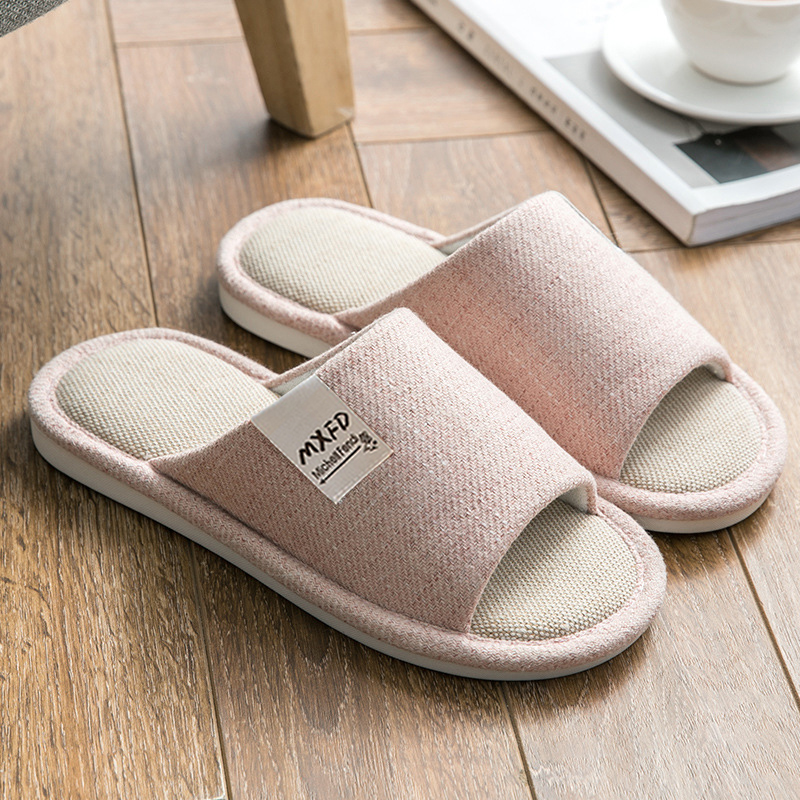Women's Open Toe Cotton Linen Slippers In Pure Color