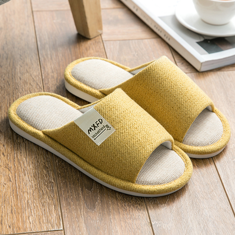 Women's Open Toe Cotton Linen Slippers In Pure Color