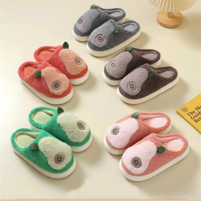 Women's Warm Slippers With Pear Embroidery