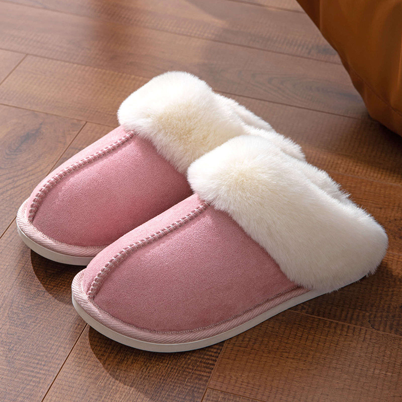 Women's Warm Slippers With Suede In Pure Color