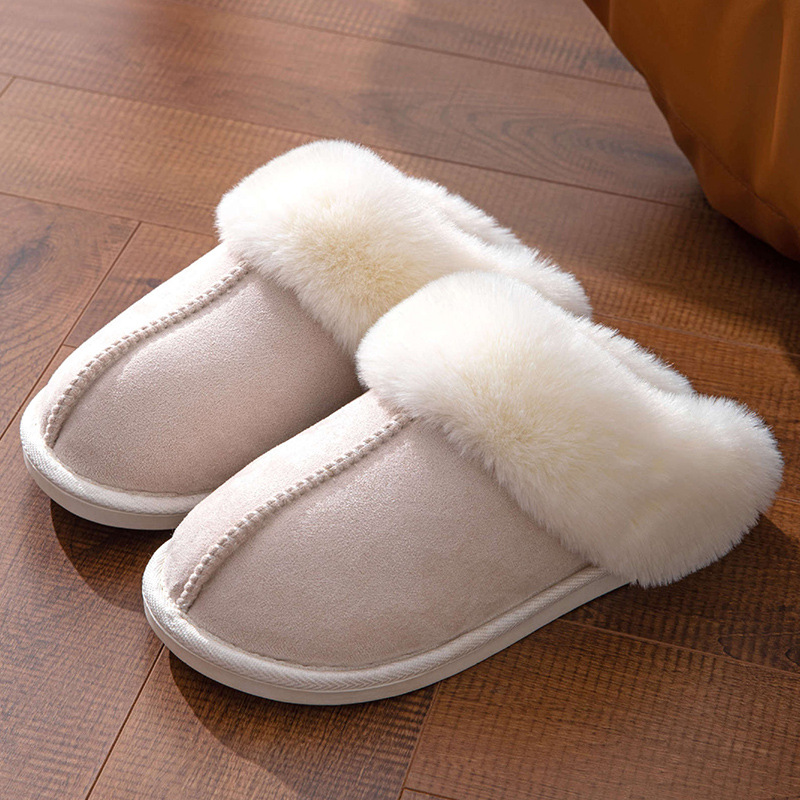 Women's Warm Slippers With Suede In Pure Color