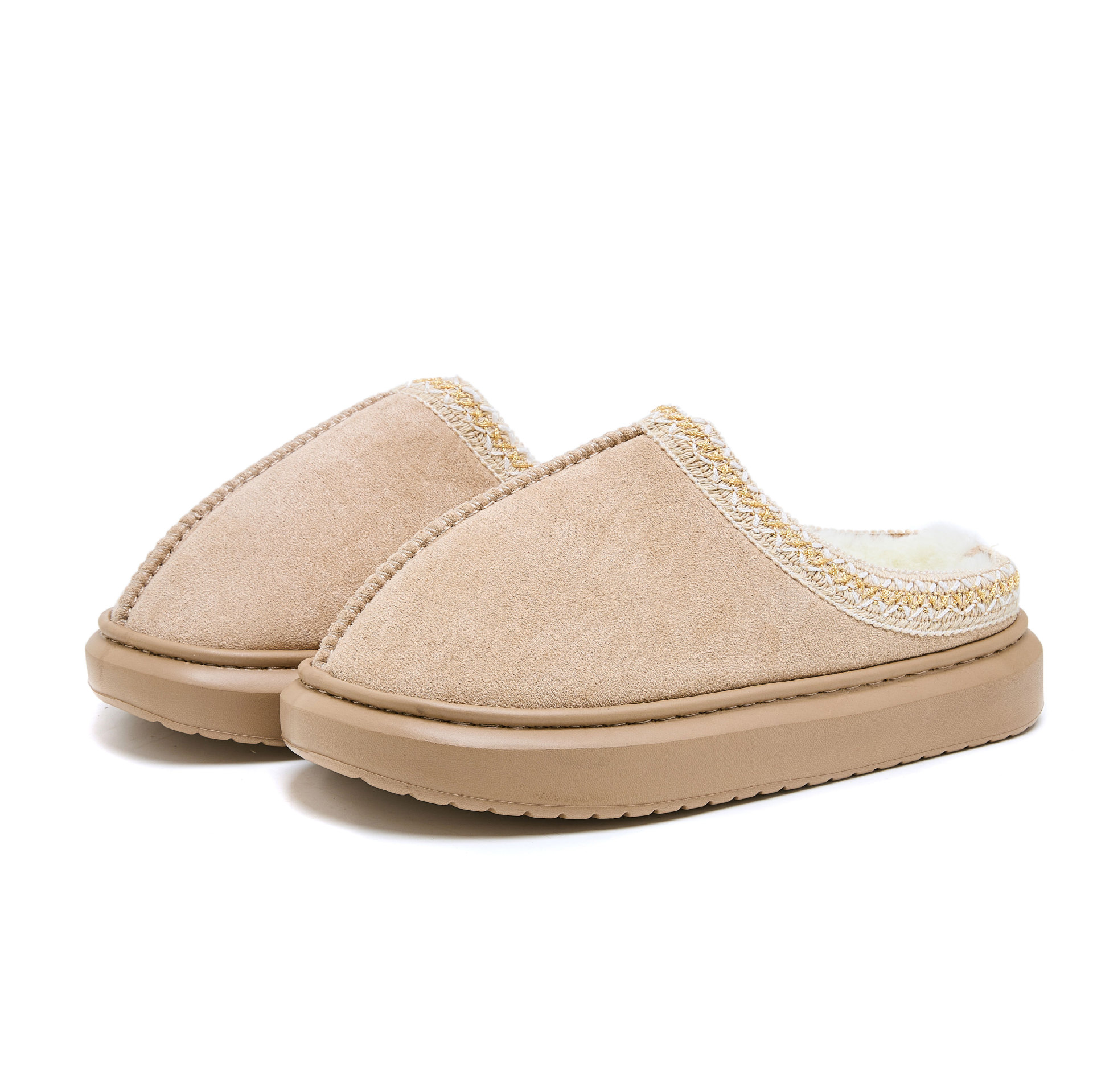 Women's Warm Slippers With Suede In Pure Color