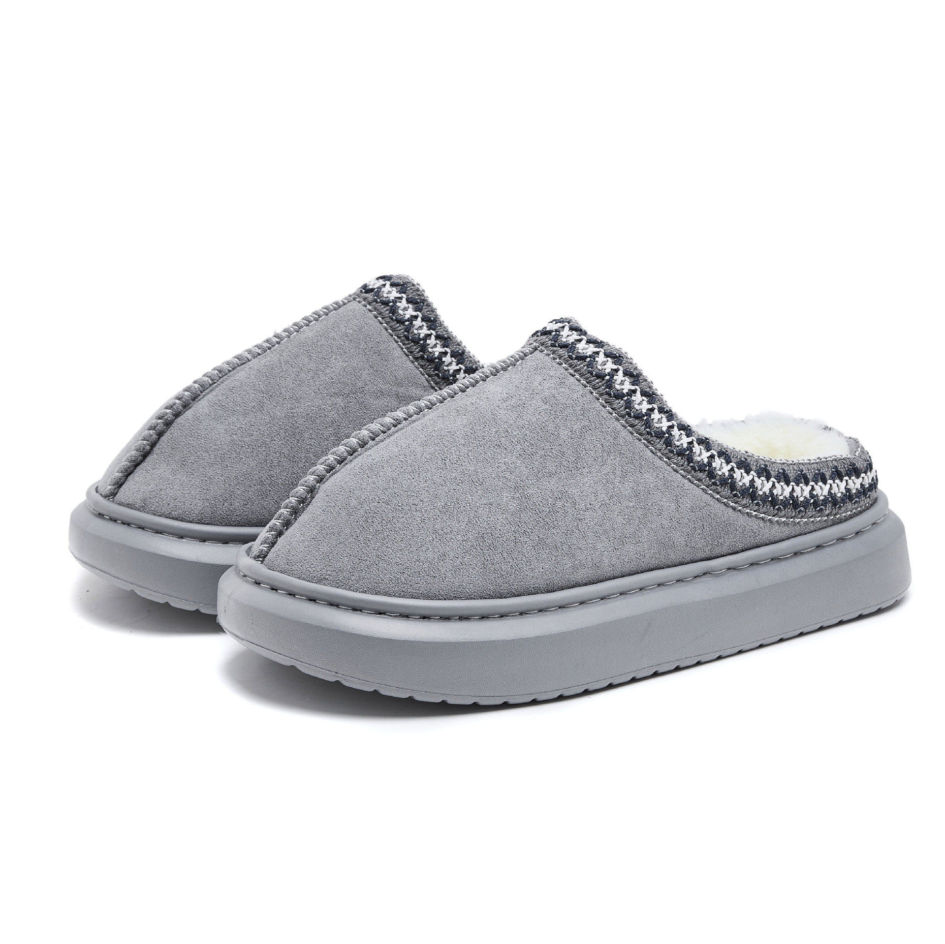 Men's Warm Slippers With Suede In Pure Color