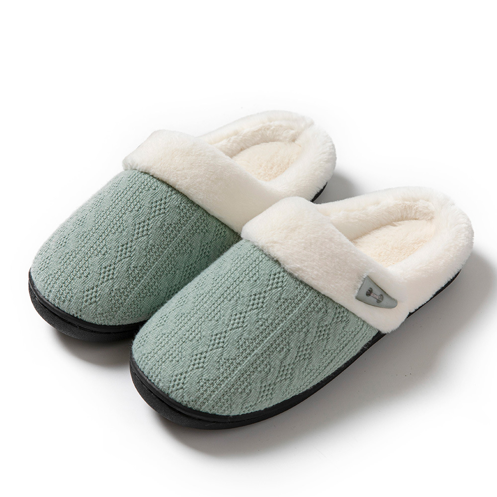 Women's Warm Slippers With Button Decoration