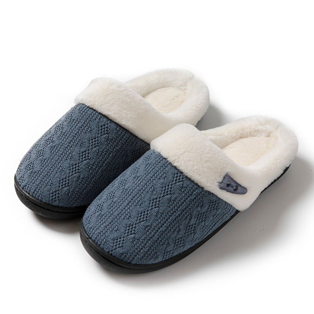 Men's Warm Slippers With Button Decoration