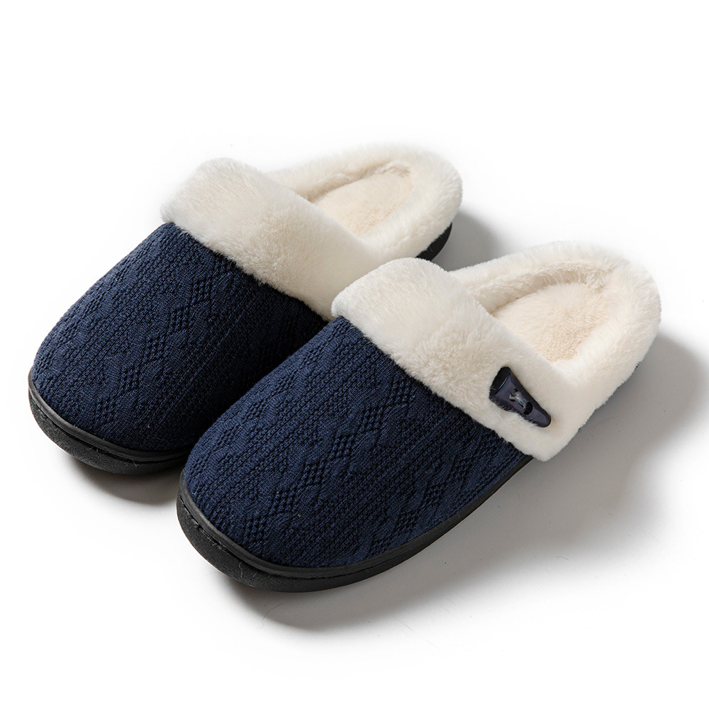 Men's Warm Slippers With Button Decoration