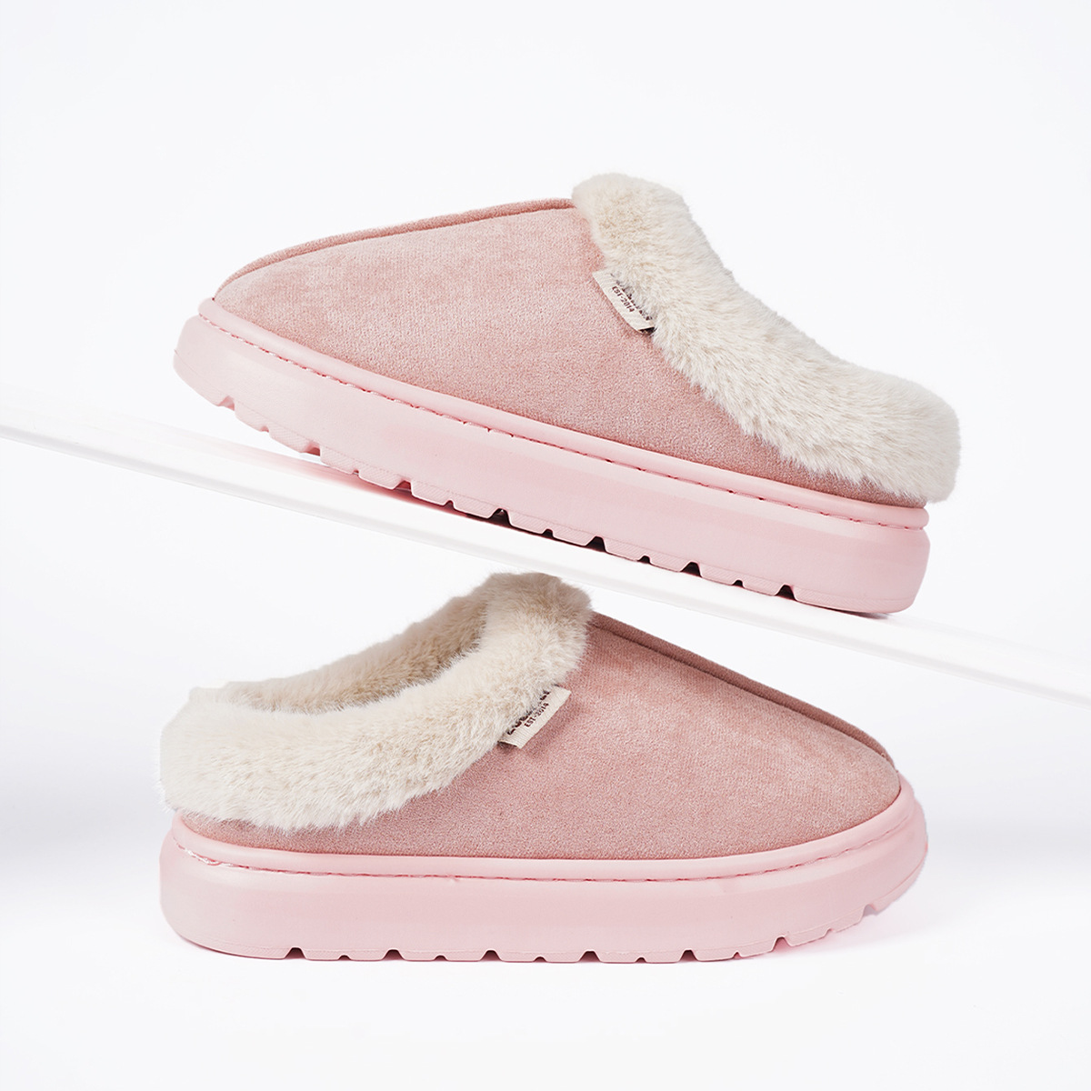 Women's Warm Slippers With Suede In Pure Color