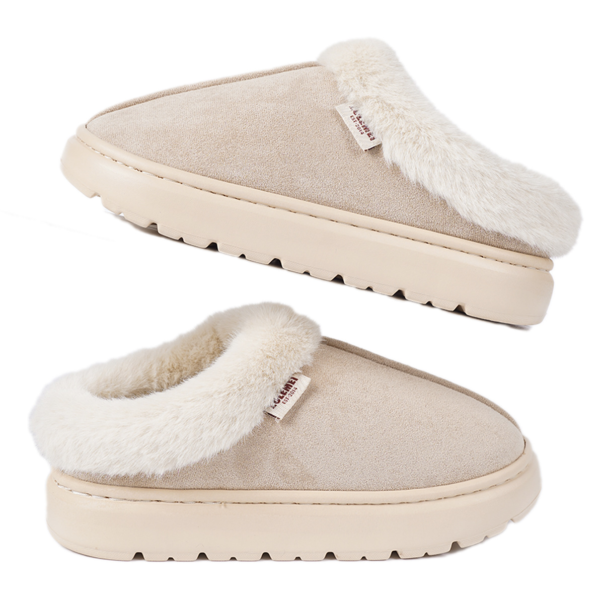 Women's Warm Slippers With Suede In Pure Color