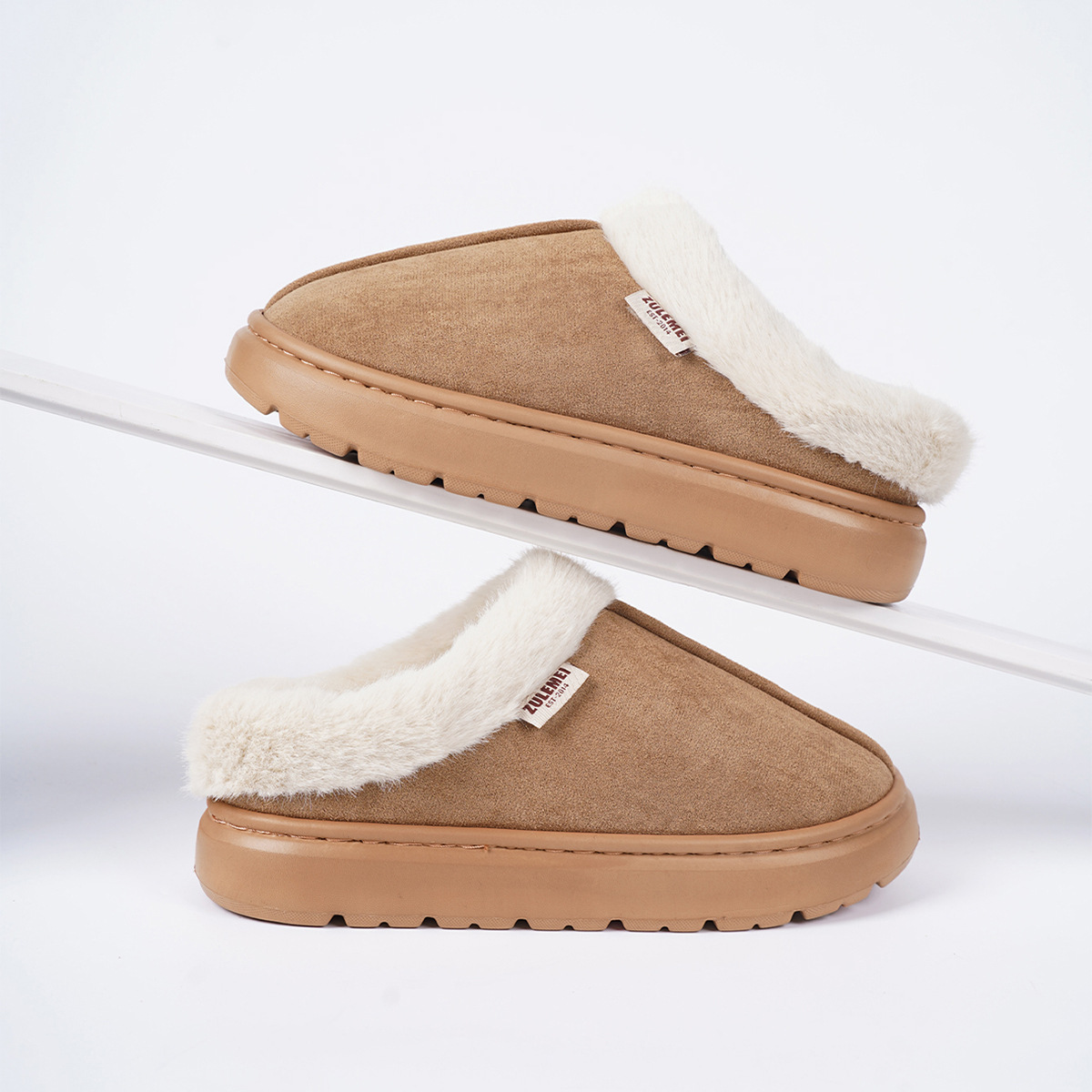 Men's Warm Slippers With Suede In Pure Color