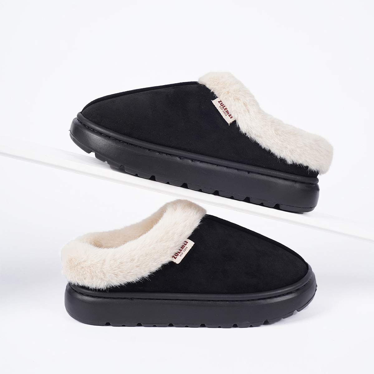 Men's Warm Slippers With Suede In Pure Color