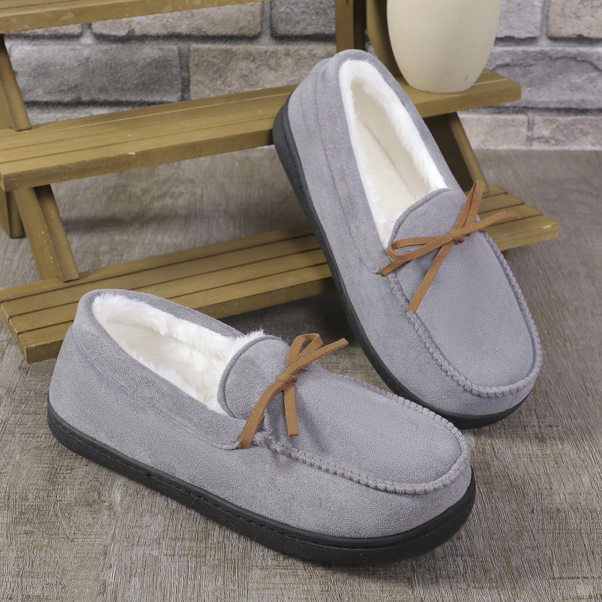 Men's Warm Slipper Shoes With Suede Upper Plush Inside
