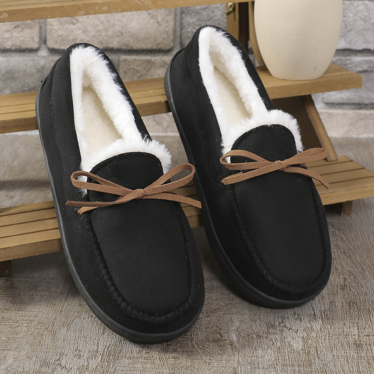 Men's Warm Slipper Shoes With Suede Upper Plush Inside