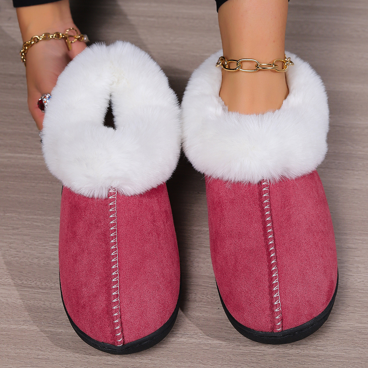 Winter Ladies Fashion Suede Slides Indoor Boots Slippers