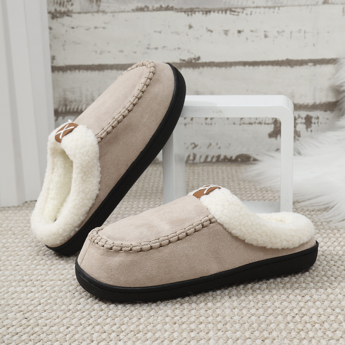 Women's Warm Slippers Moccasins Shoes Design With Plush Collar