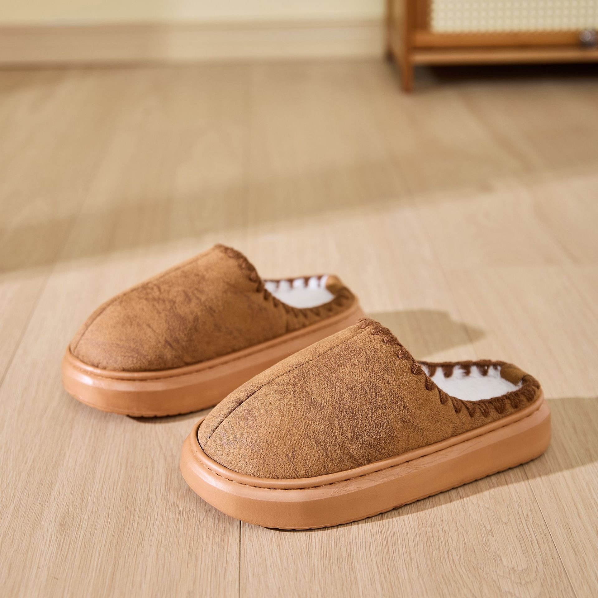 Fashion Men's Warm Slippers Winter Snow Boots With Decor Collar