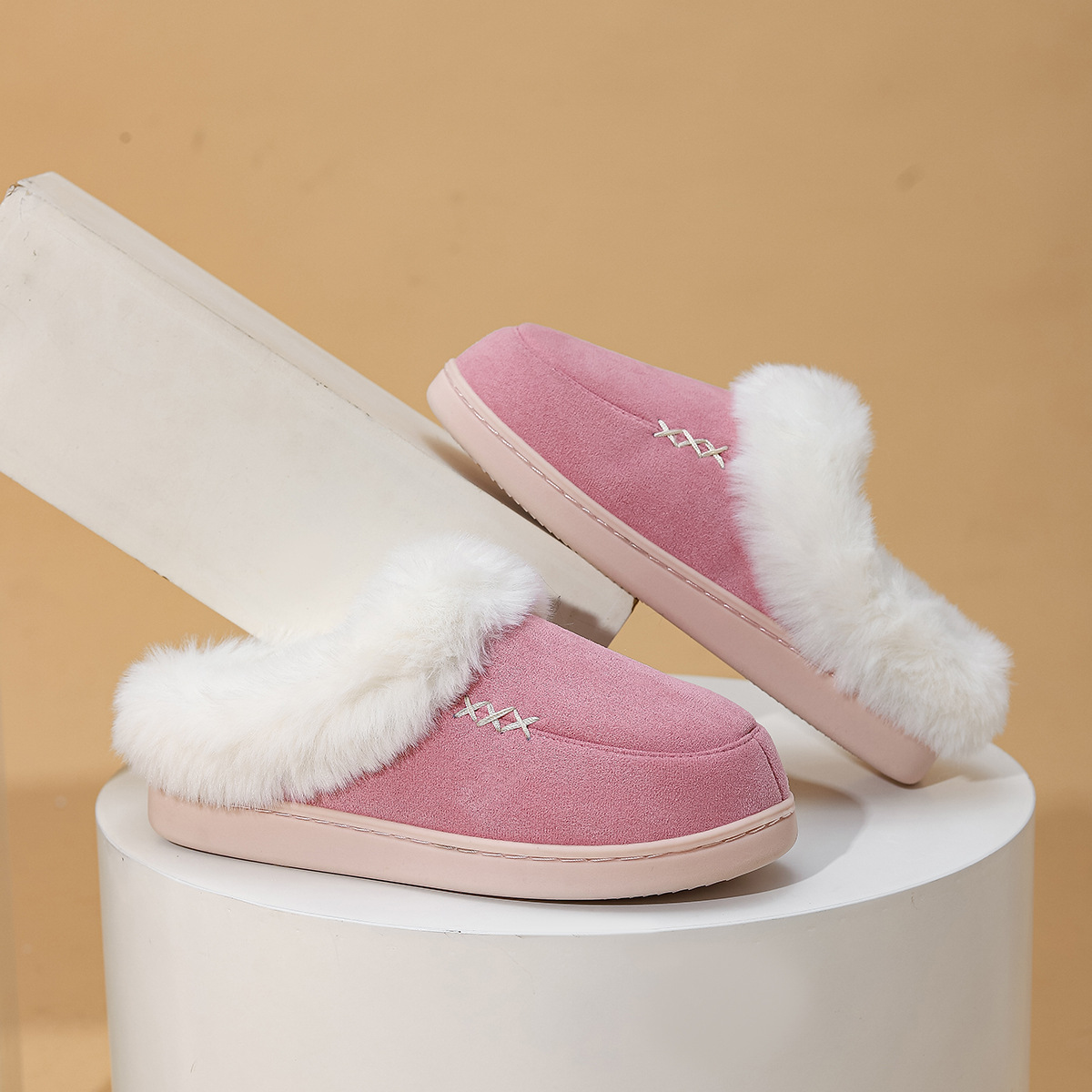 Women's Warm Slippers Moccasins Shoes Design With Plush Collar