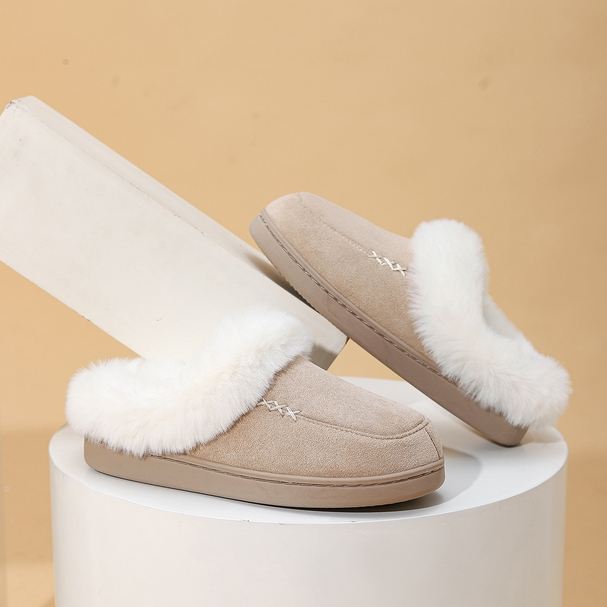 Women's Warm Slippers Moccasins Shoes Design With Plush Collar
