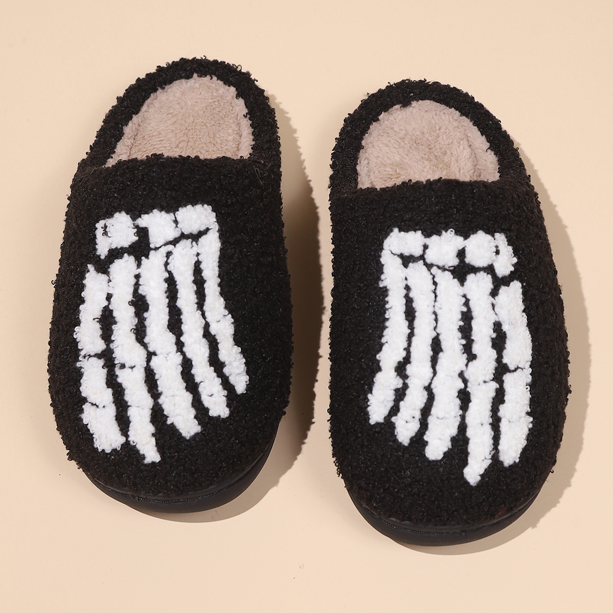 Halloween Design Winter Plush Warm Slippers For Male and Female