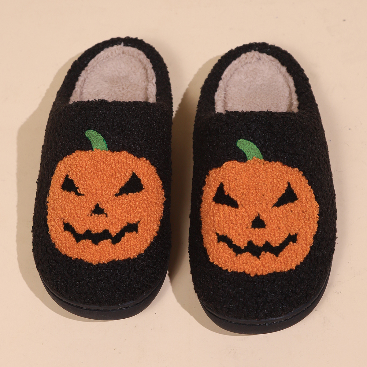 Halloween Design Winter Plush Warm Slippers For Male and Female