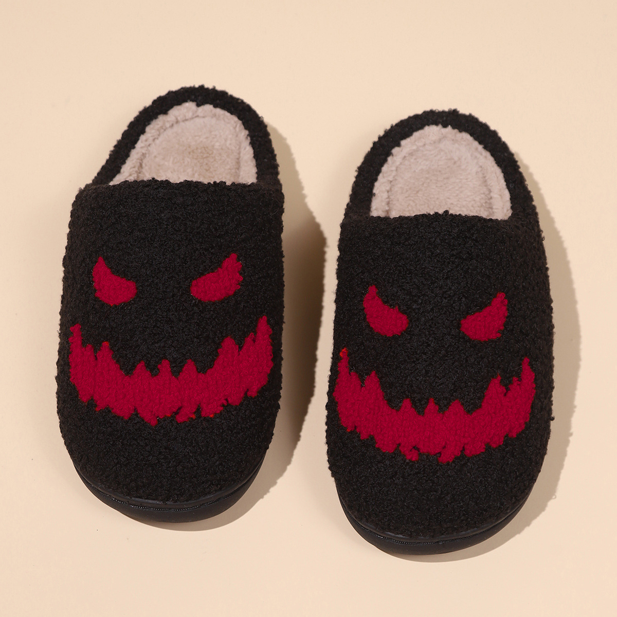 Halloween Design Winter Plush Warm Slippers For Male and Female
