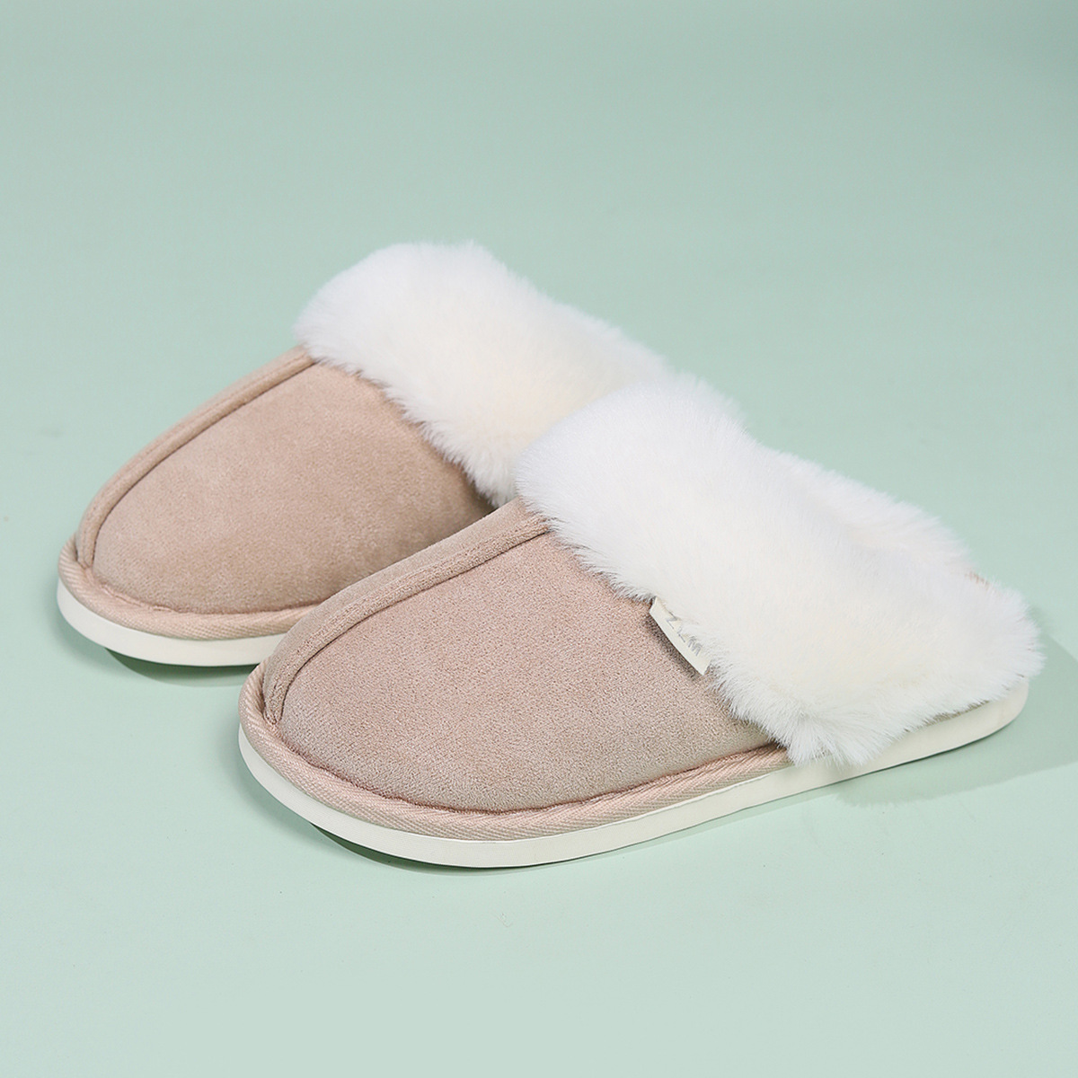 Men's Winter Warm Slipper Shoes With Plush Collar In Pure Color