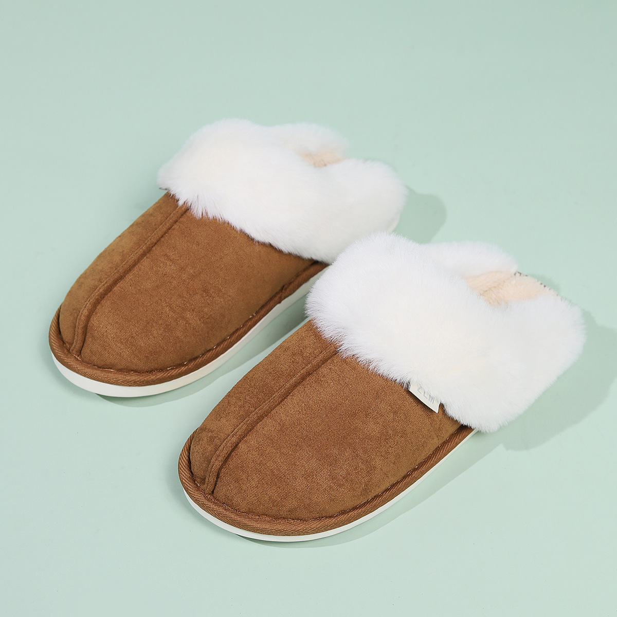 Men's Winter Warm Slipper Shoes With Plush Collar In Pure Color