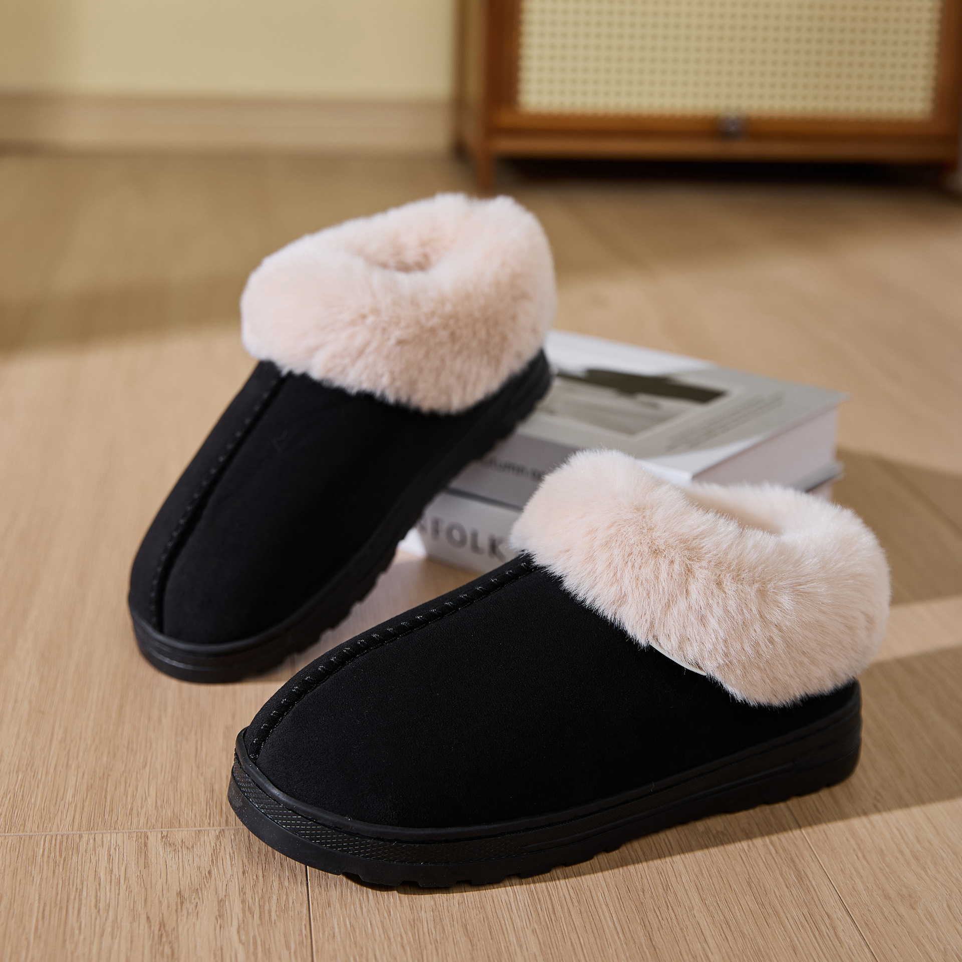 Winter Men's Thick Outsoled Snow Boots With Plush Collar In Pure Color