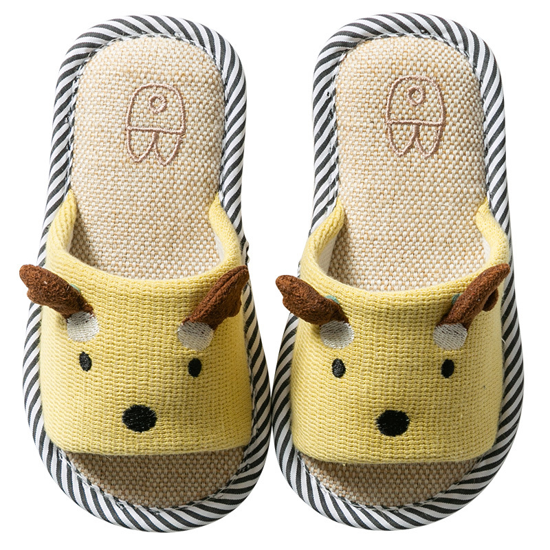 Children's Cotton And Linen Slippers With Ears Decoration