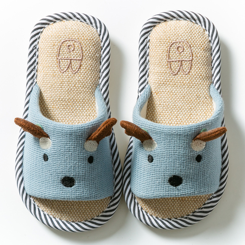 Children's Cotton And Linen Slippers With Ears Decoration