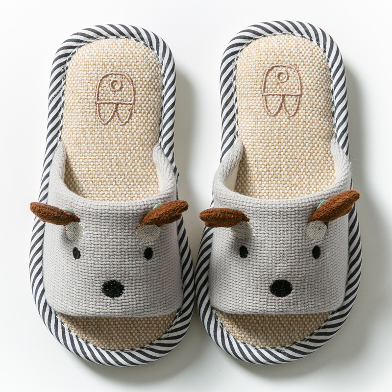 Children's Cotton And Linen Slippers With Ears Decoration
