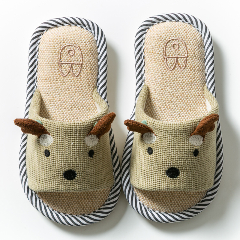 Children's Cotton And Linen Slippers With Ears Decoration