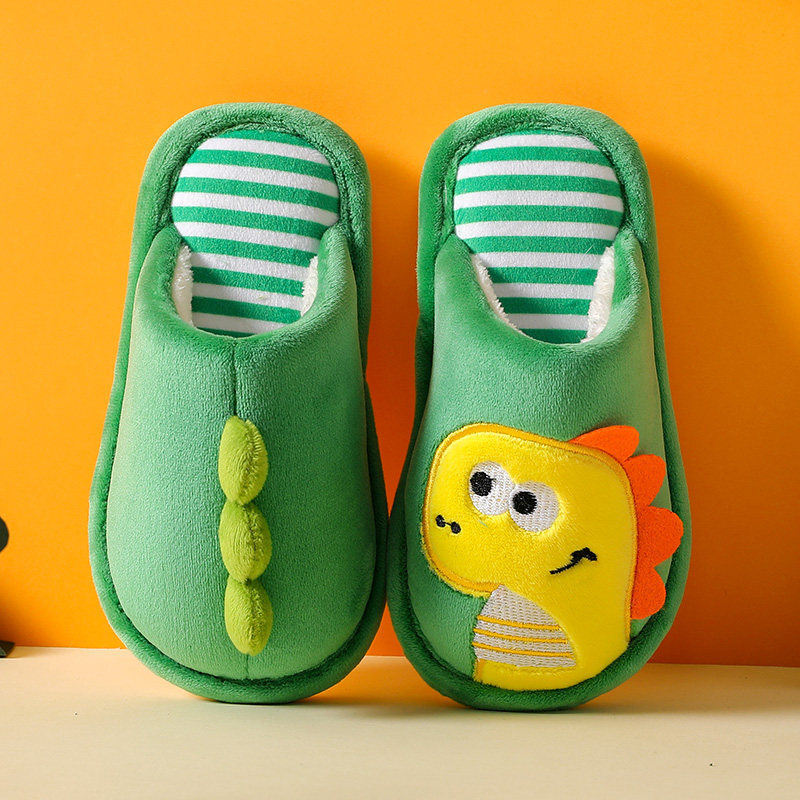 Children's Warm Slippers With Dinosaur Design