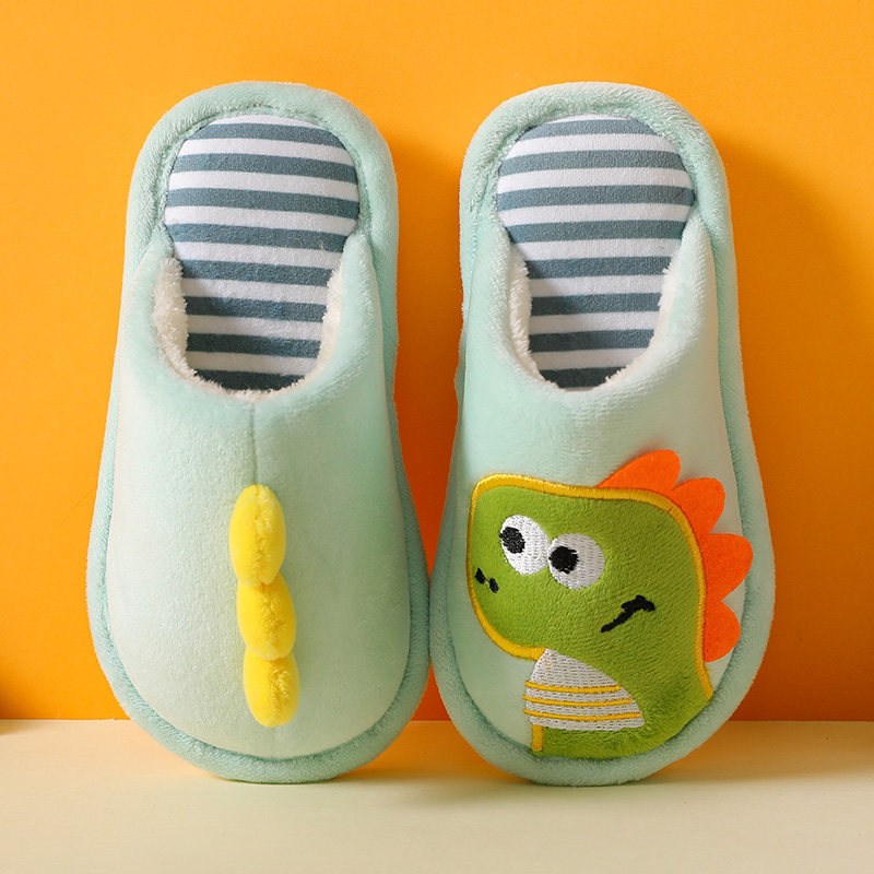 Children's Warm Slippers With Dinosaur Design