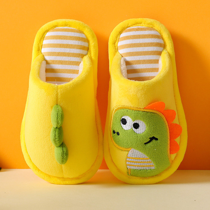 Children's Warm Slippers With Dinosaur Design