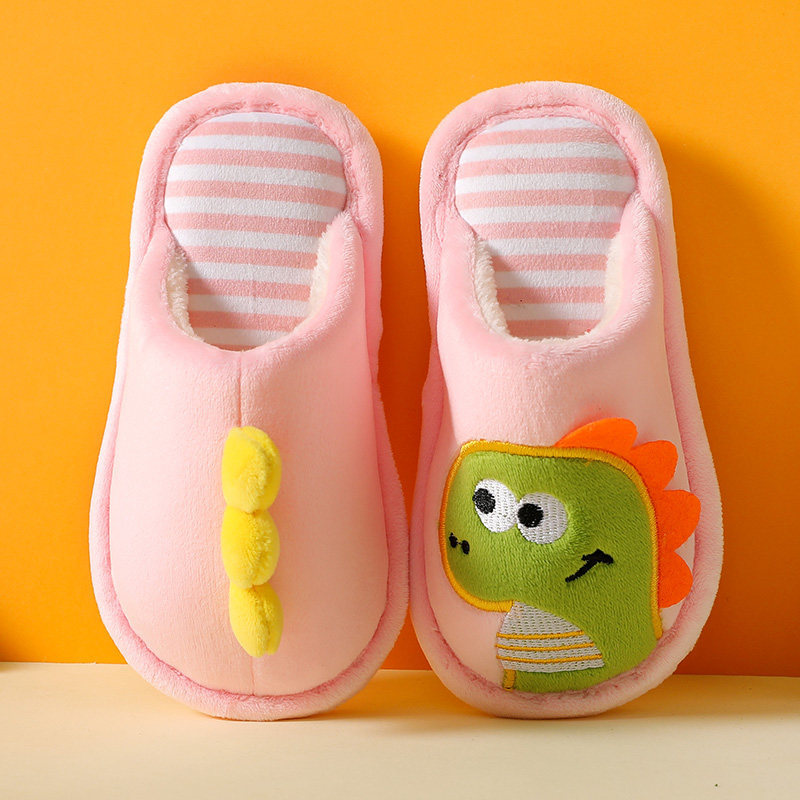 Children's Warm Slippers With Dinosaur Design