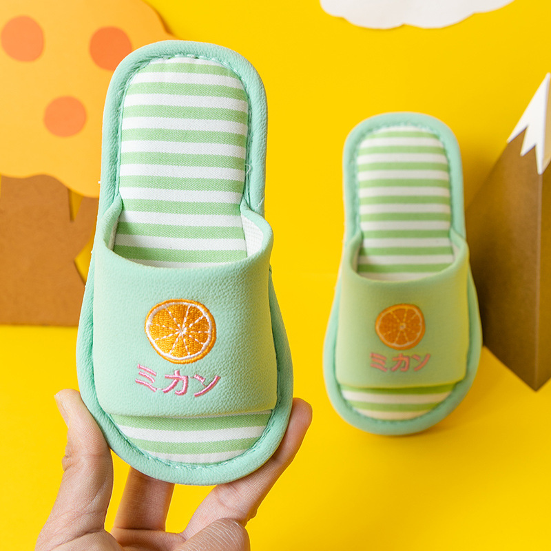 Children's Open Toe Cotton Slippers With Fruit Design
