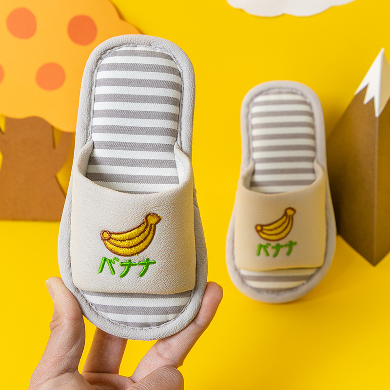 Children's Open Toe Cotton Slippers With Fruit Design
