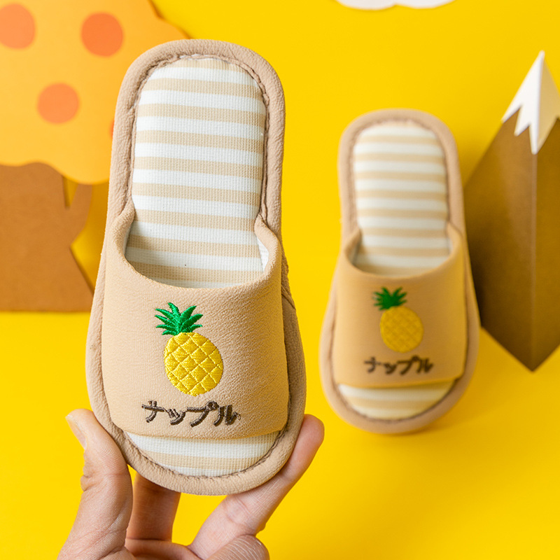 Children's Open Toe Cotton Slippers With Fruit Design