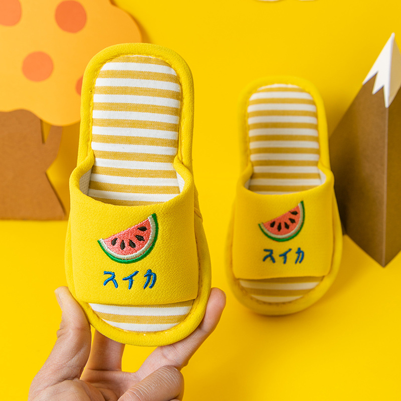 Children's Open Toe Cotton Slippers With Fruit Design
