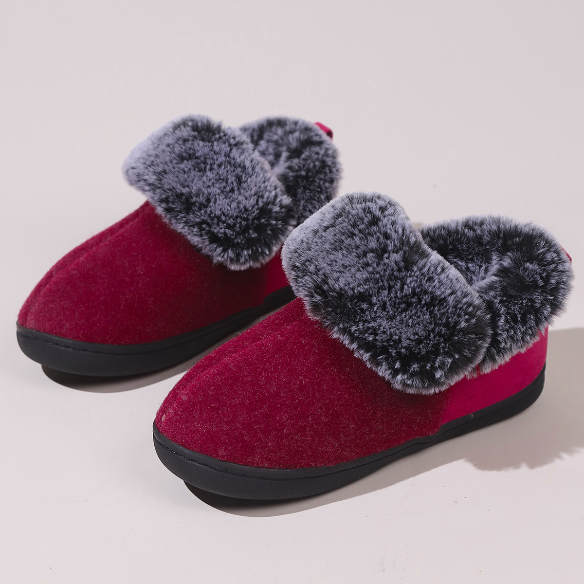 Cozy Retro Women's Thick Warm Shoes With Large Plush Collar