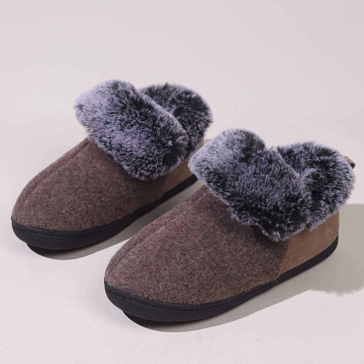 Cozy Retro Men's Thick Warm Shoes With Large Plush Collar