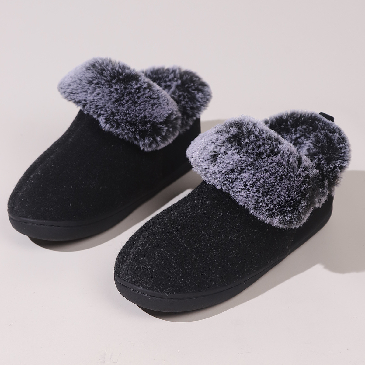 Cozy Retro Men's Thick Warm Shoes With Large Plush Collar