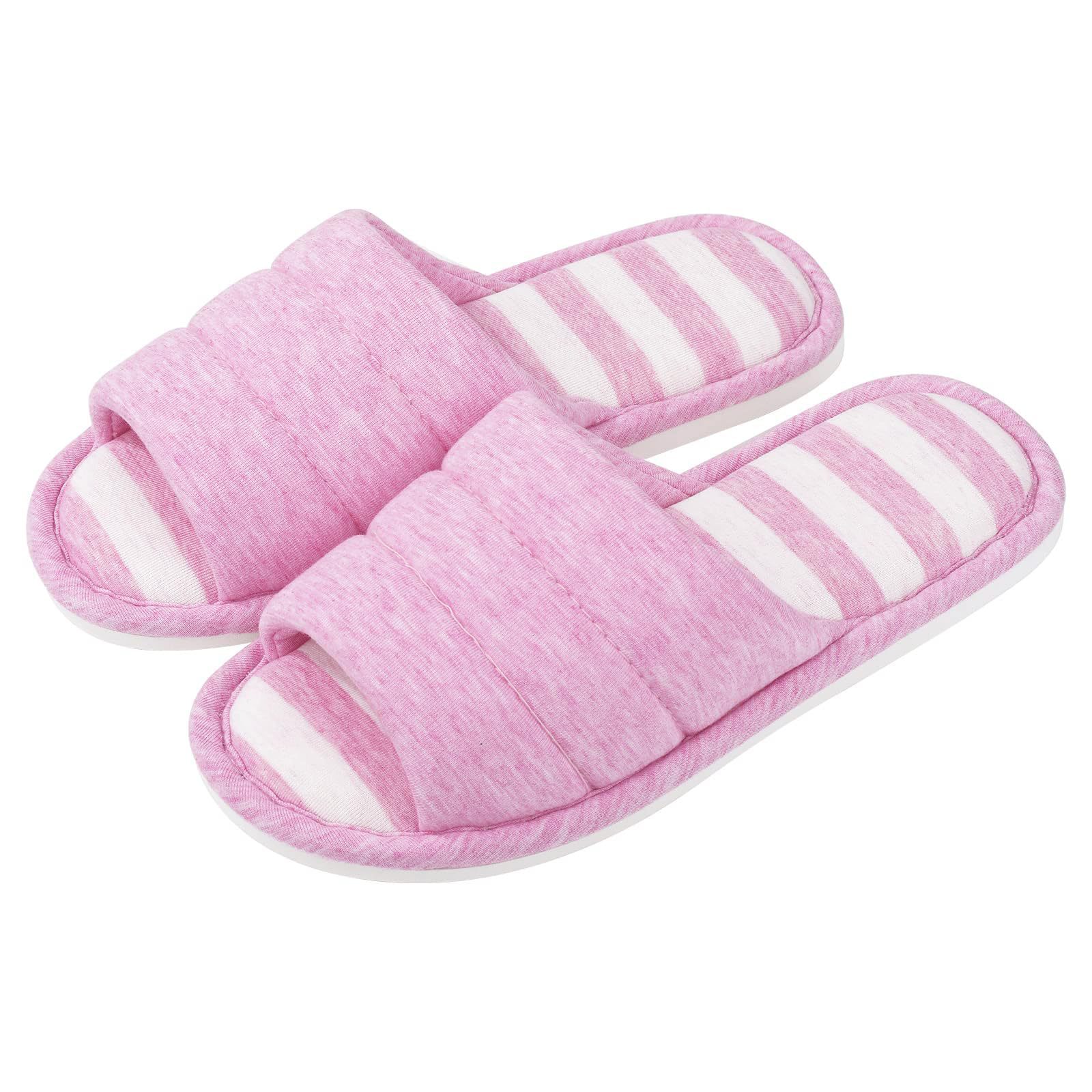 Women's Open Toe Slippers With Cotton Fabric Upper Pure Color