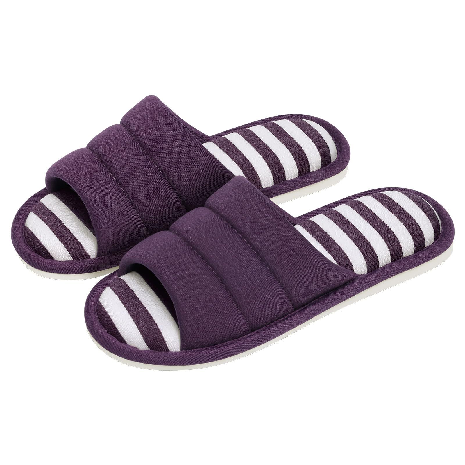 Women's Open Toe Slippers With Cotton Fabric Upper Pure Color