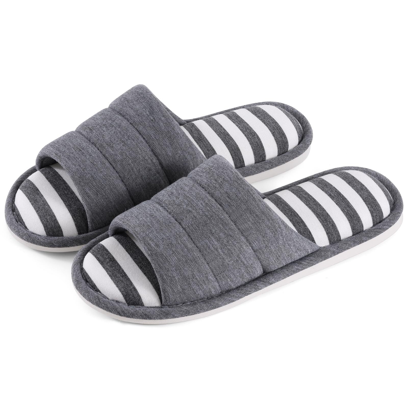 Women's Open Toe Slippers With Cotton Fabric Upper Pure Color