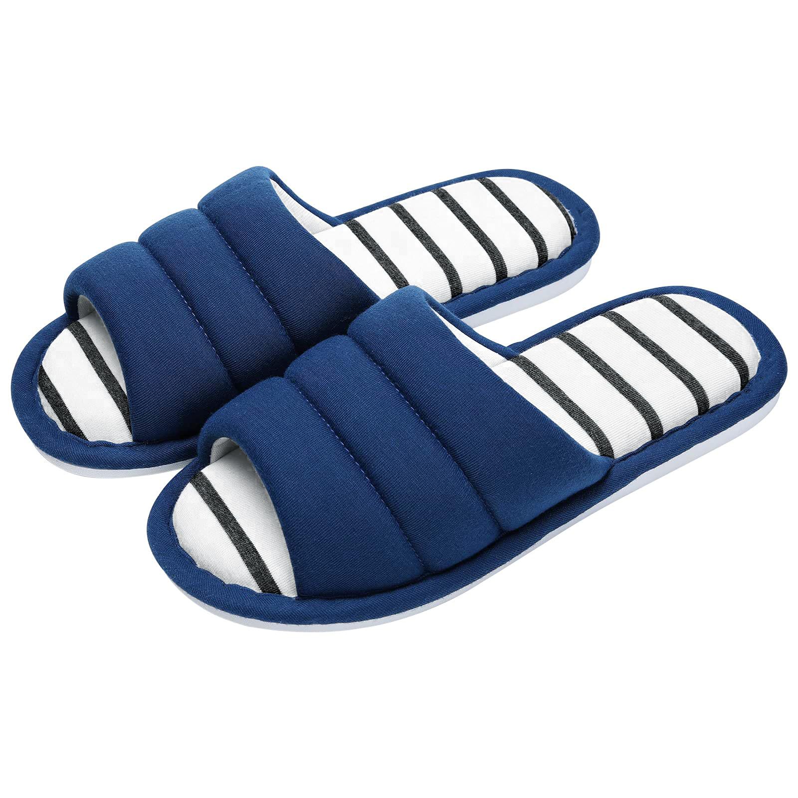 Men's Open Toe Slippers With Cotton Fabric Upper Pure Color